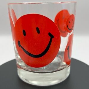 Red Smiley Face Glass Tumbler Vintage